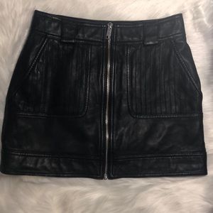Topshop Black Leather Moto Skirt